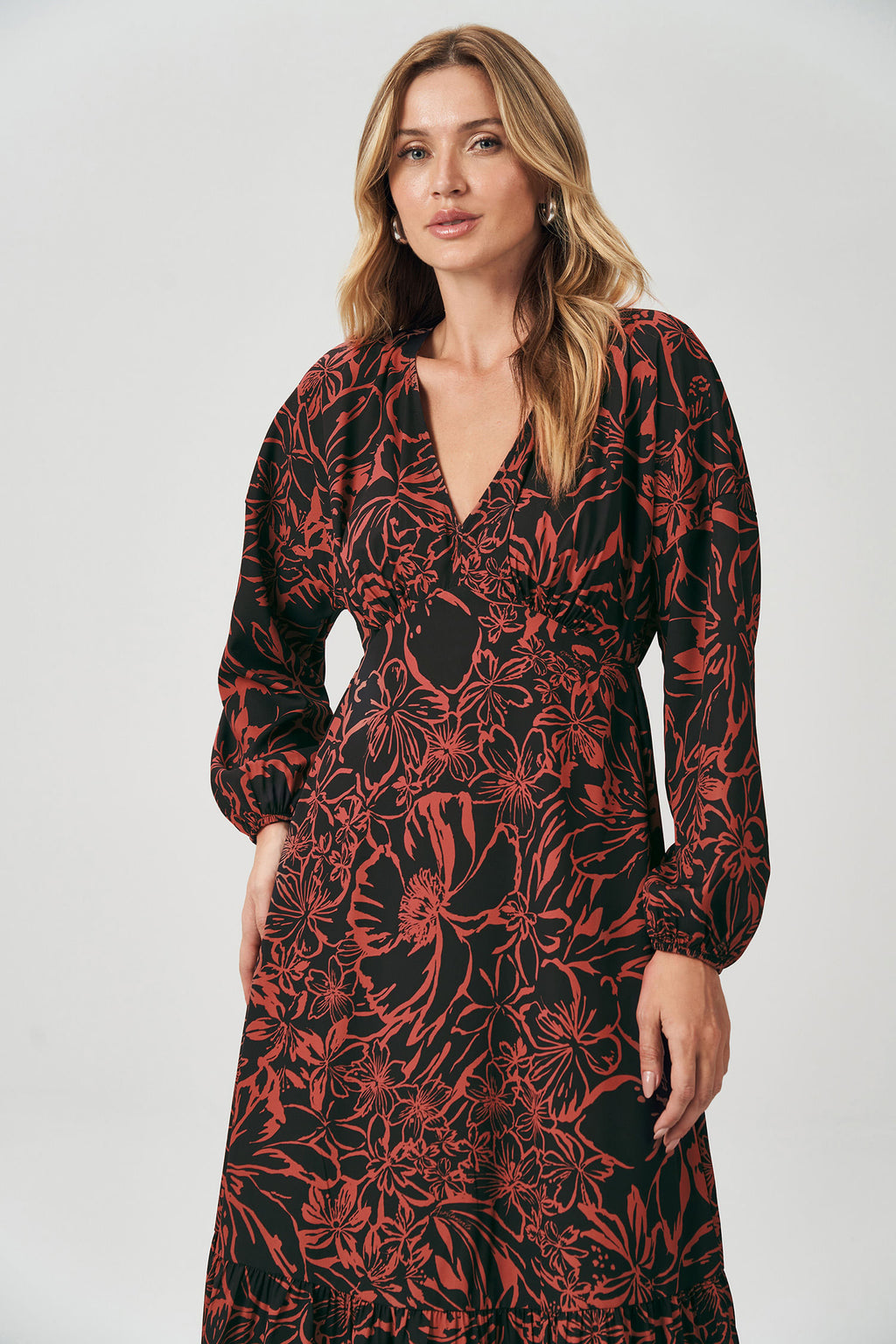 Vestido Midi Princess Print Feminino Acostamento Secret Garden