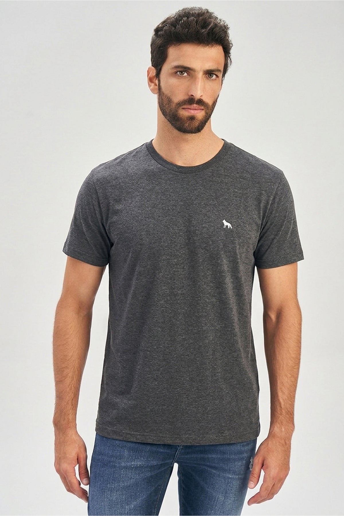 Camiseta Wolf Costas Masculina Acostamento Mescla Grafite