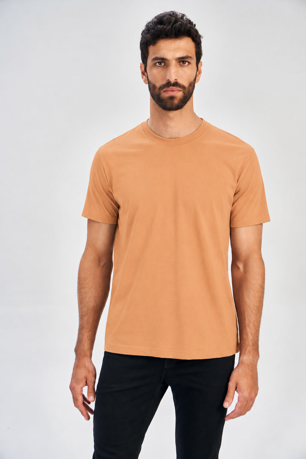 Camiseta Detalhe na Manga Masculina Acostamento Laranja Sunset