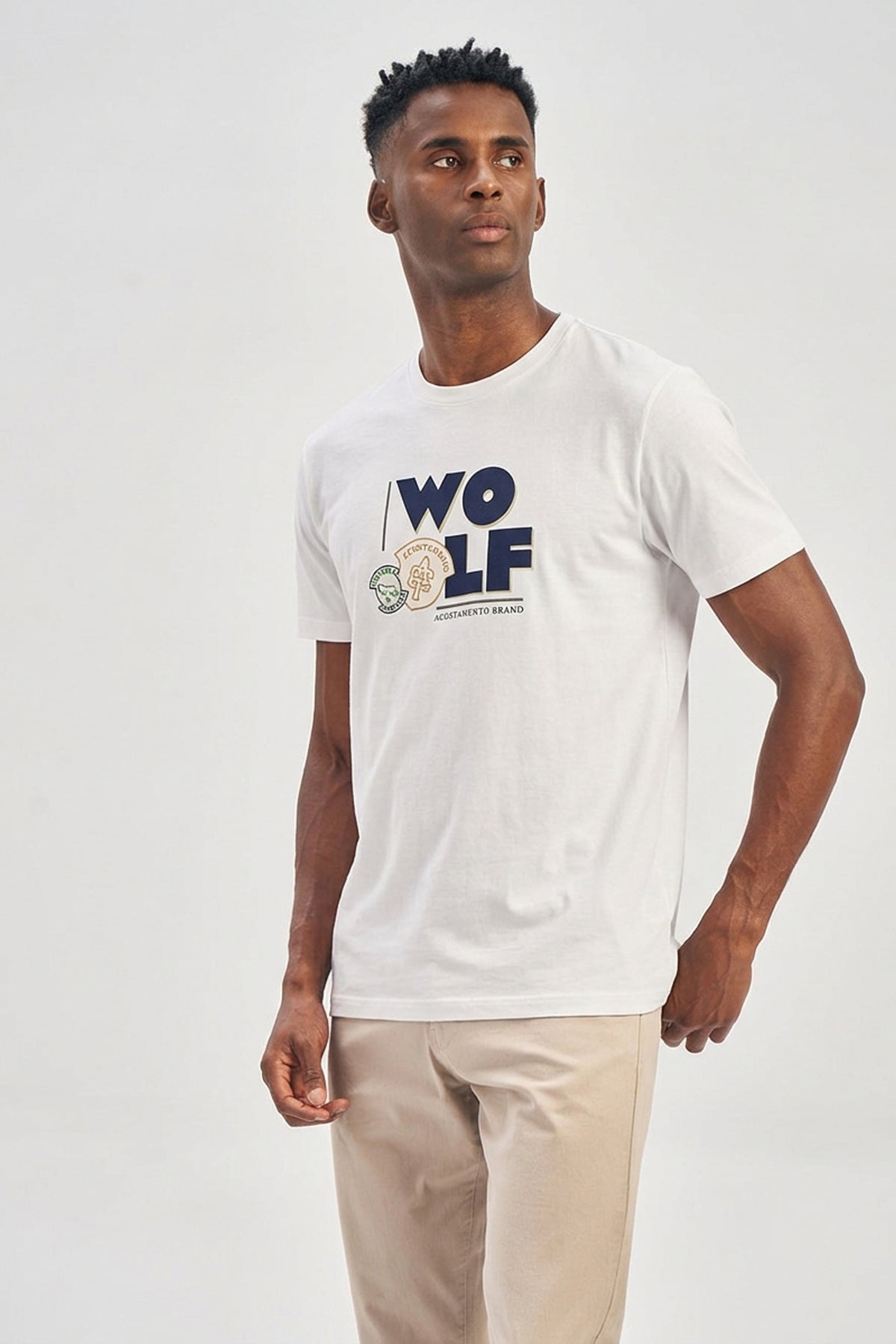 Camiseta Wolf Shield Masculina Acostamento Branco