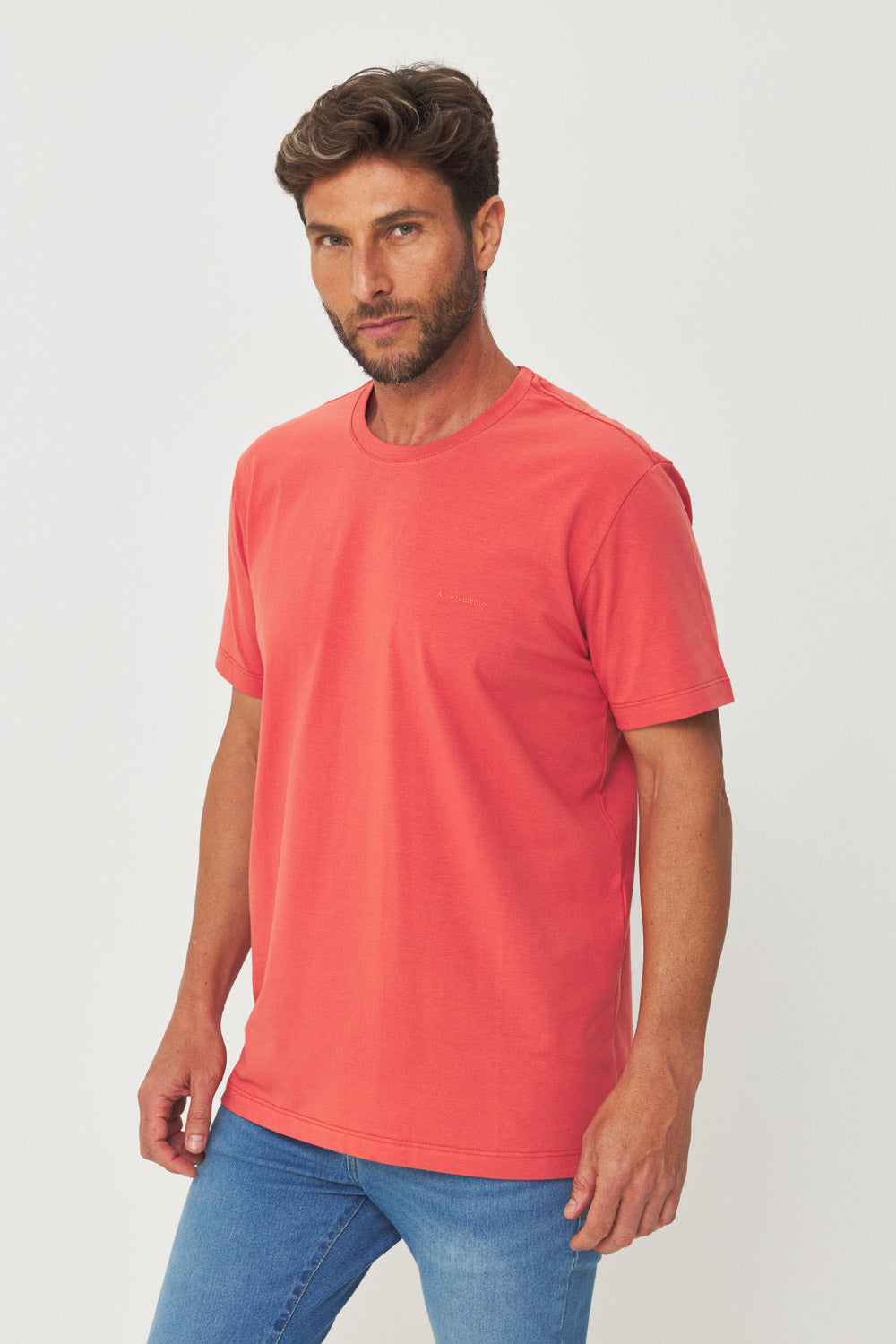 Camiseta Mini Lettering Masculina Acostamento Laranja Ferrugem