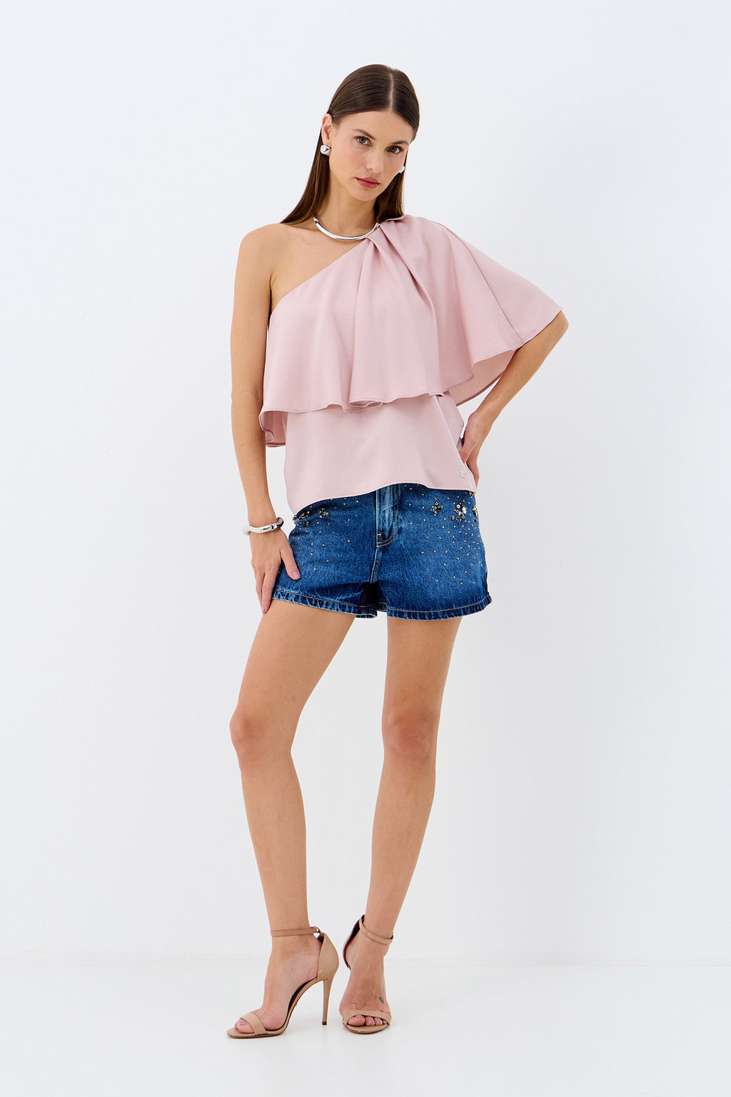 Blusa Assimétrica com Babado ACT Feminino Preto