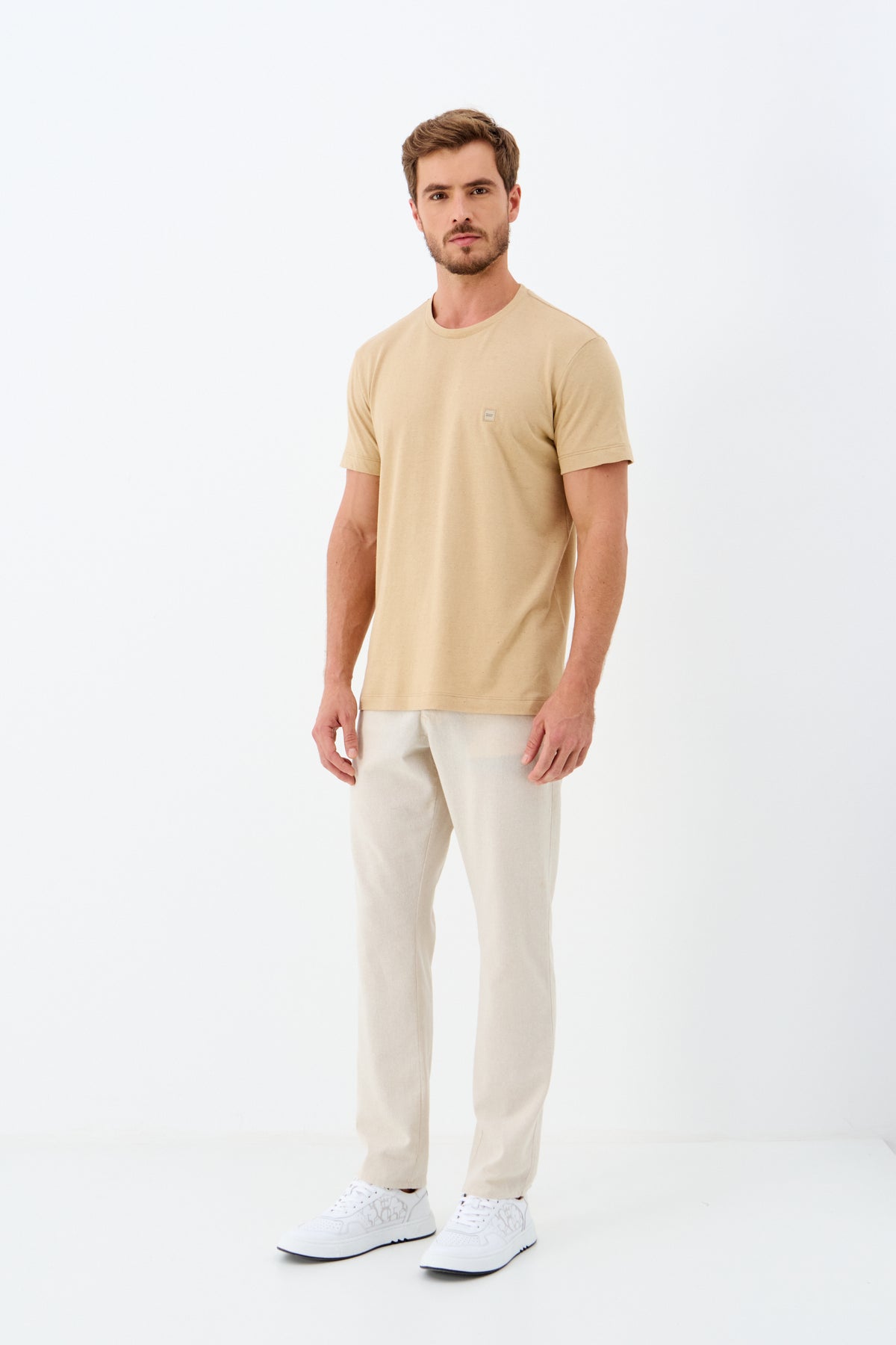 Calça Casual de Linho Masculina Acostamento Natural