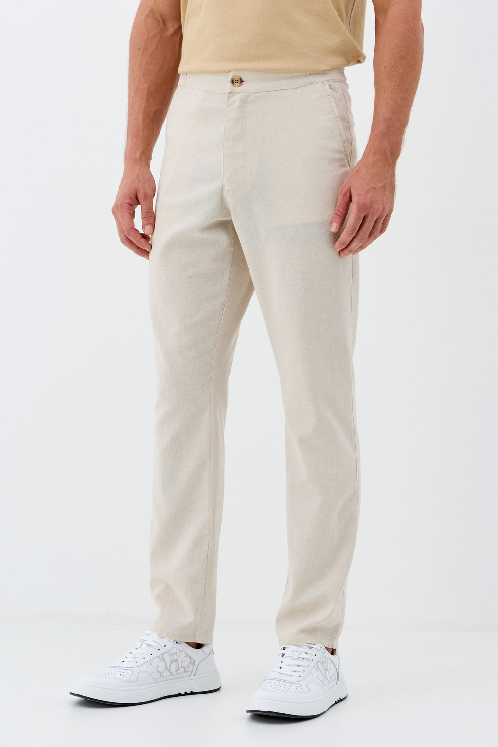 Calça Casual de Linho Masculina Acostamento Natural
