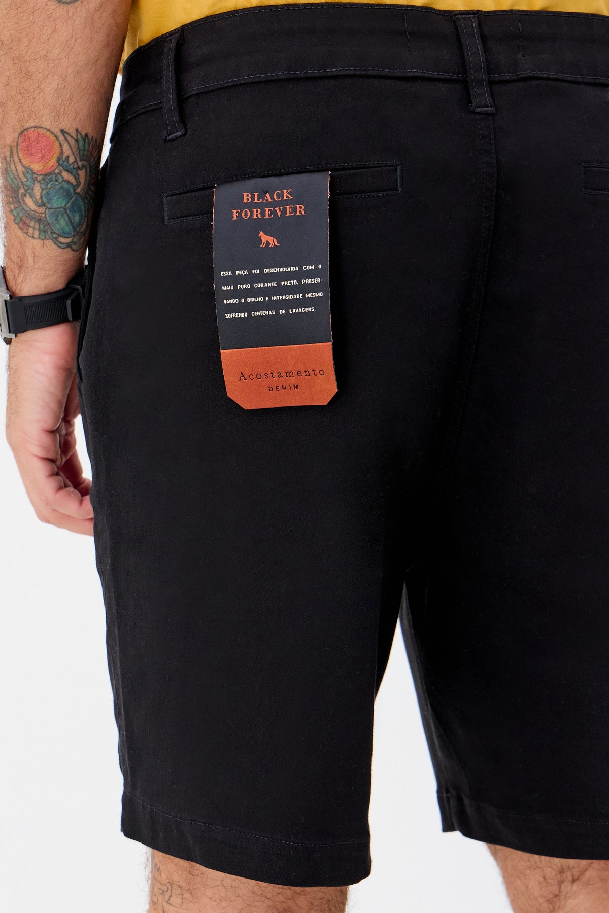 Bermuda Sarja Masculina Acostamento Preto
