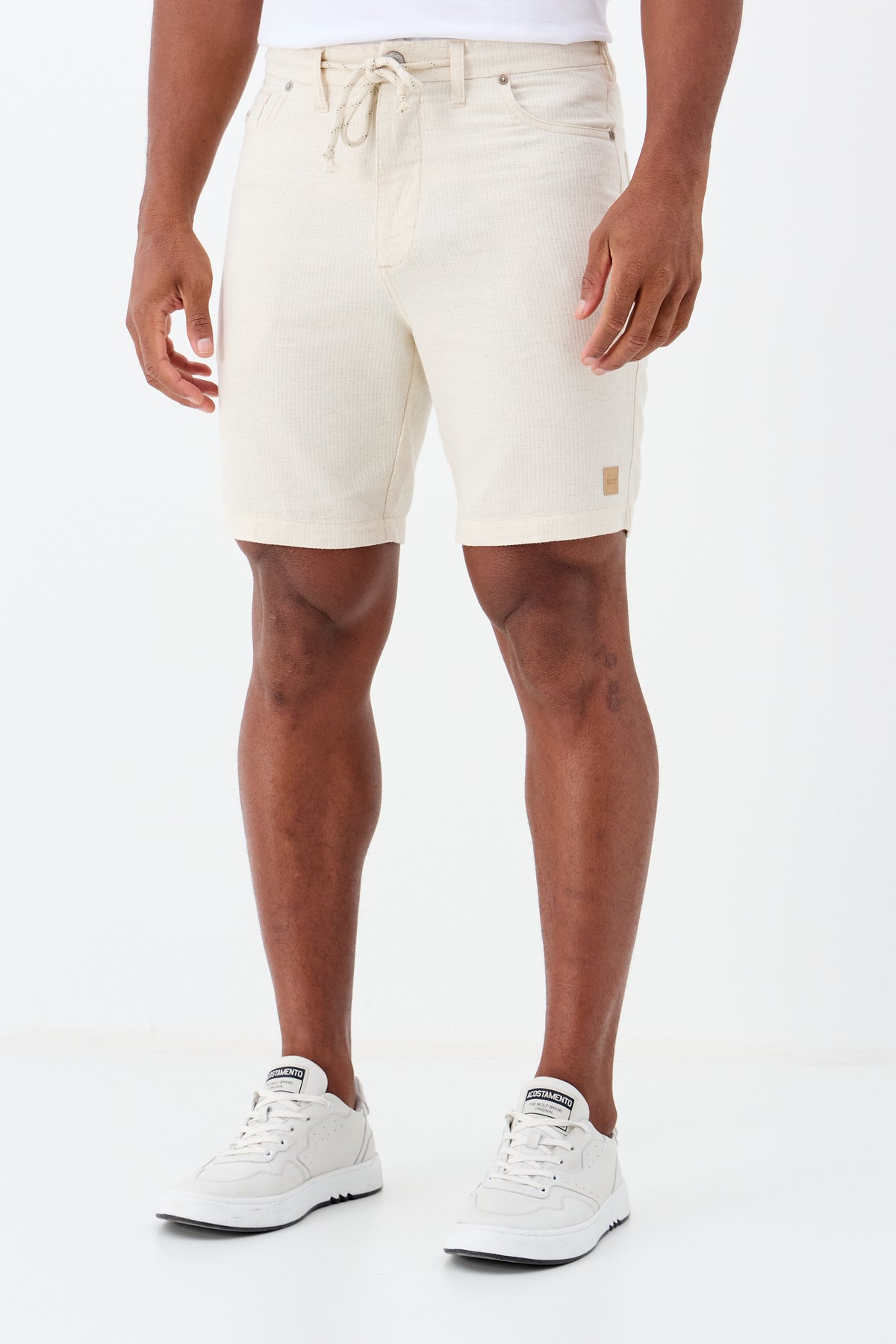 Bermuda Casual Linho Masculina Acostamento Natural