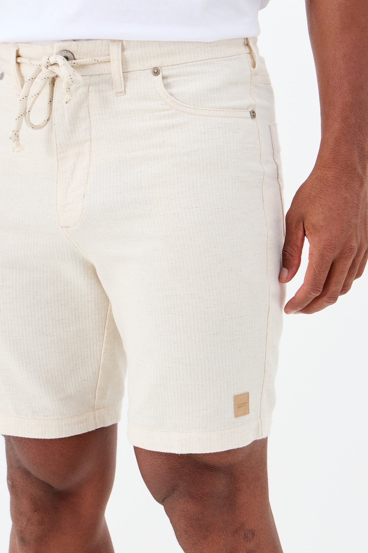 Bermuda Casual Linho Masculina Acostamento Natural