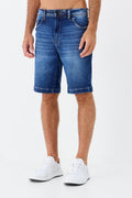 Bermuda Jeans Clássica Masculina Acostamento Jeans Escuro