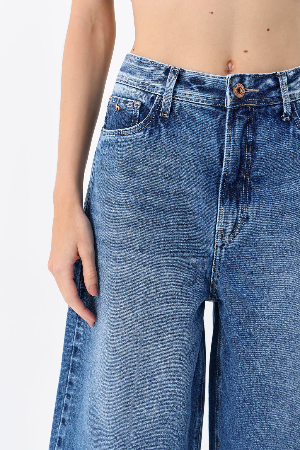 Bermuda Jeans Jorts Cintura Alta ACT Feminina Jeans Intermediario