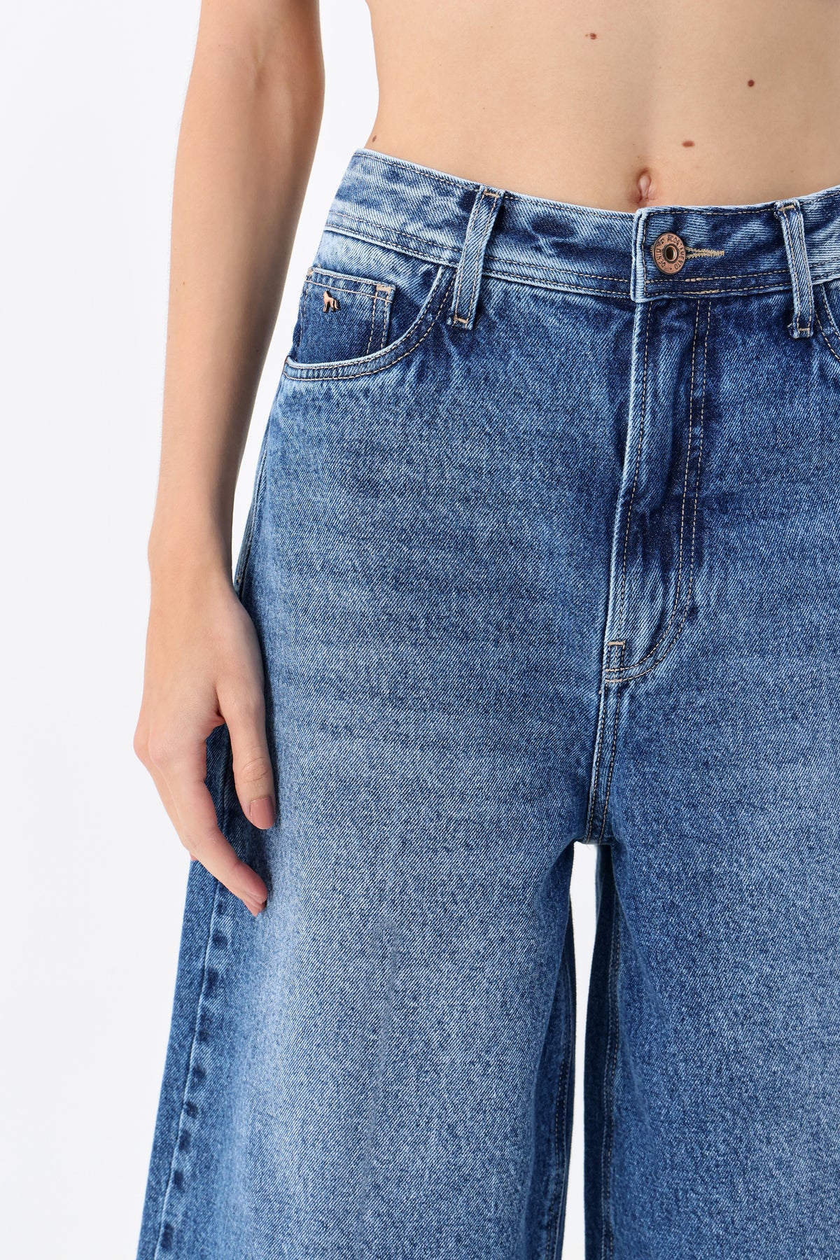 Bermuda Jeans Jorts Cintura Alta ACT Feminina Jeans Intermediario