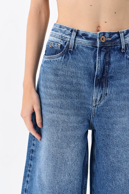 Bermuda Jeans Jorts Cintura Alta ACT Feminina Jeans Intermediario