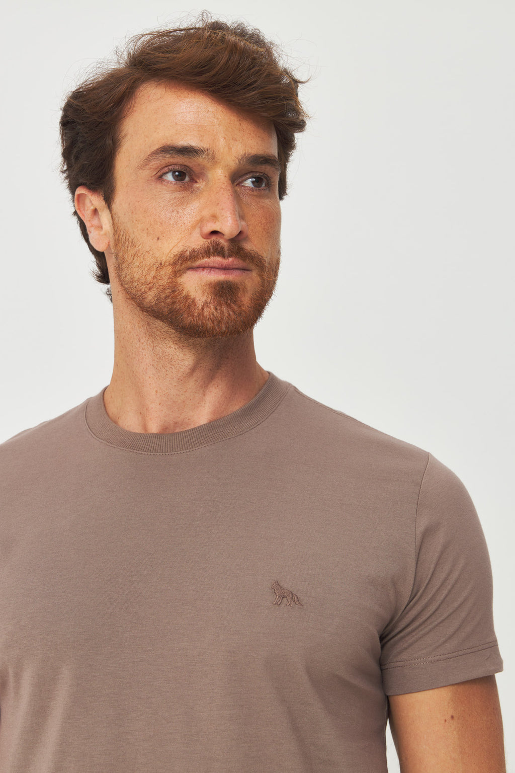 Camiseta Básica Com Bordado Masculina Acostamento Verde Folhagem
