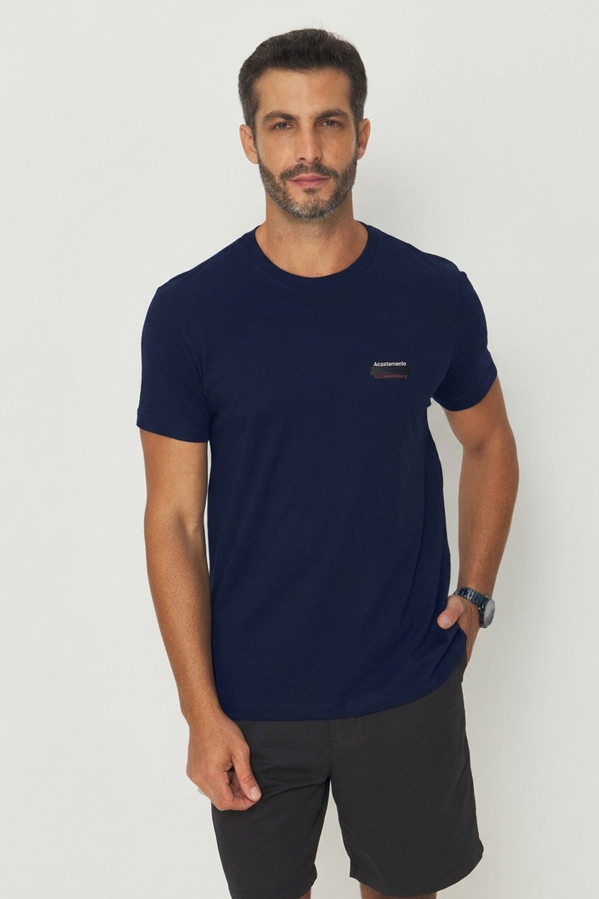 Camiseta Lobo Geométrico Masculino Acostamento Marinho