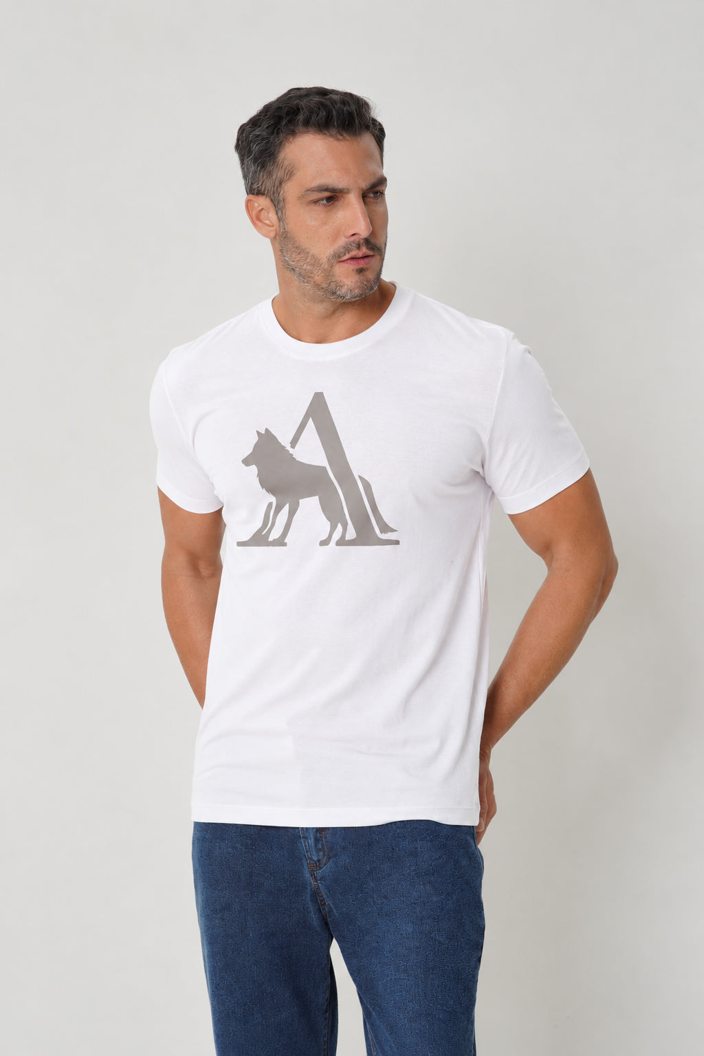 Camiseta Lobo Lettering Masculina Acostamento Branco