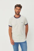 Camiseta Estilo Retrô Masculino Acostamento Cinza Gelo