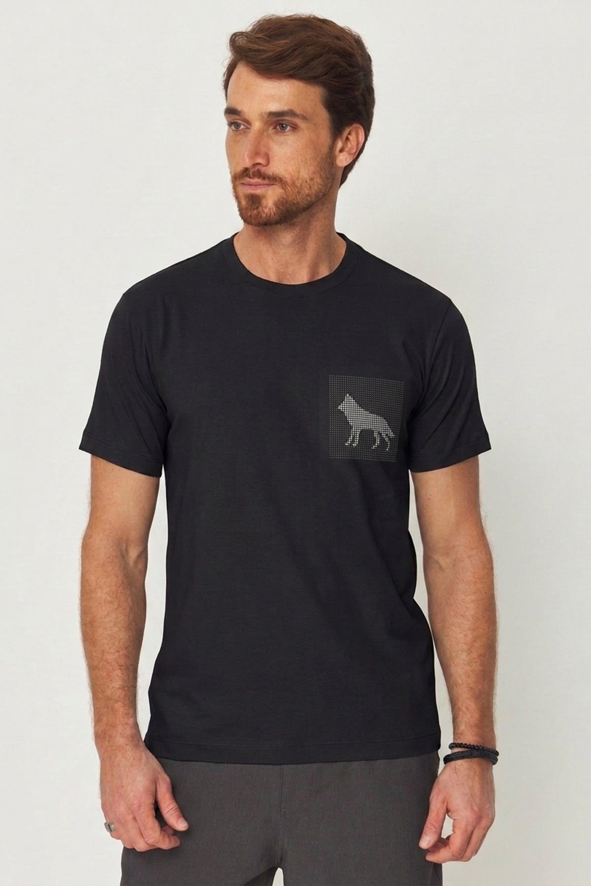 Camiseta Estampa Lobo Pontilhado Masculina Acostamento Preto