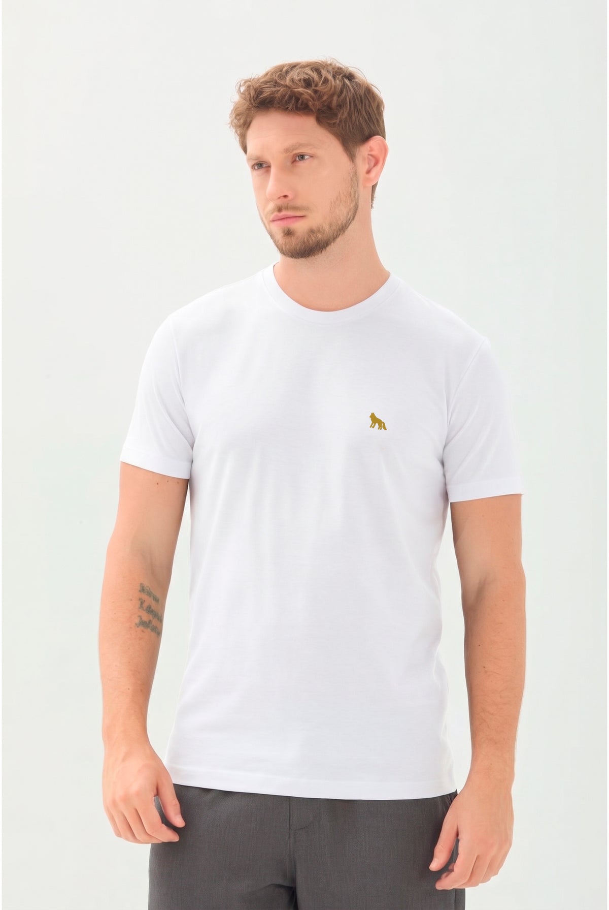 Camiseta Básica Casual Masculina Acostamento Branco