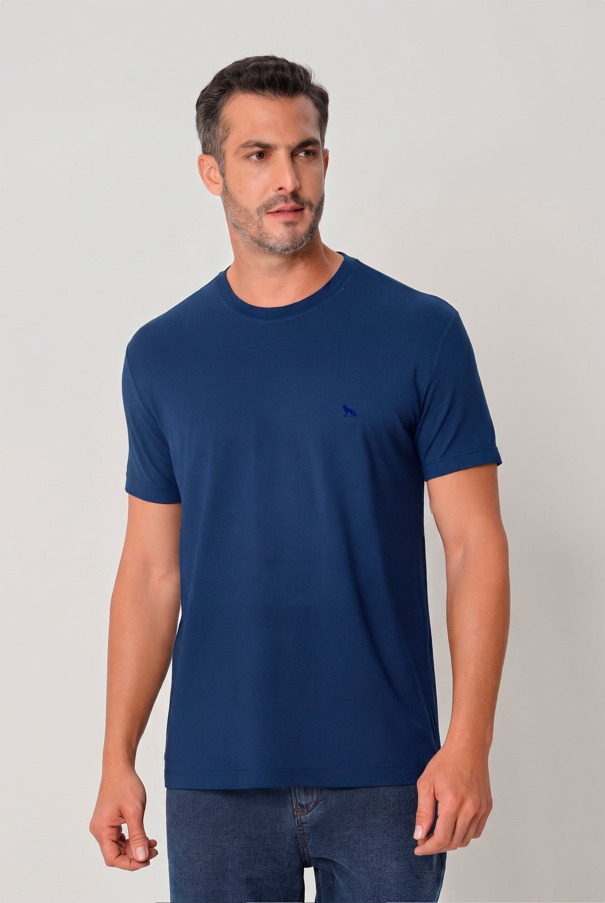 Camiseta Modal Wolf Masculina Acostamento Marinho
