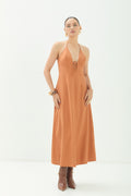 Vestido Midi Frente Única Fluido ACT Feminino Preto