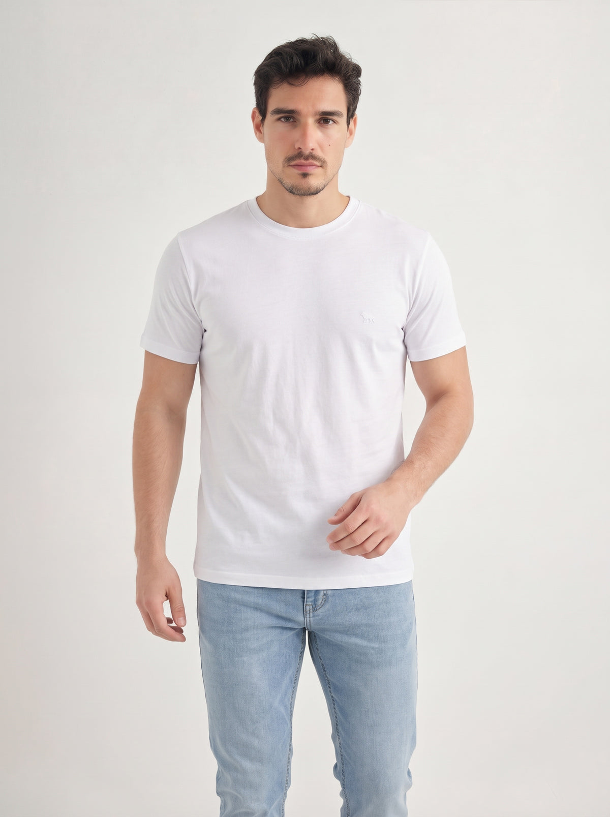 Camiseta Premium Lobo Bordado Masculina Acostamento Branco