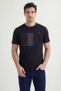 Camiseta Estampada Linhas Masculina Acostamento Preto