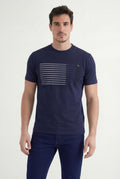 Camiseta Estampada Linhas Masculina Acostamento Marinho