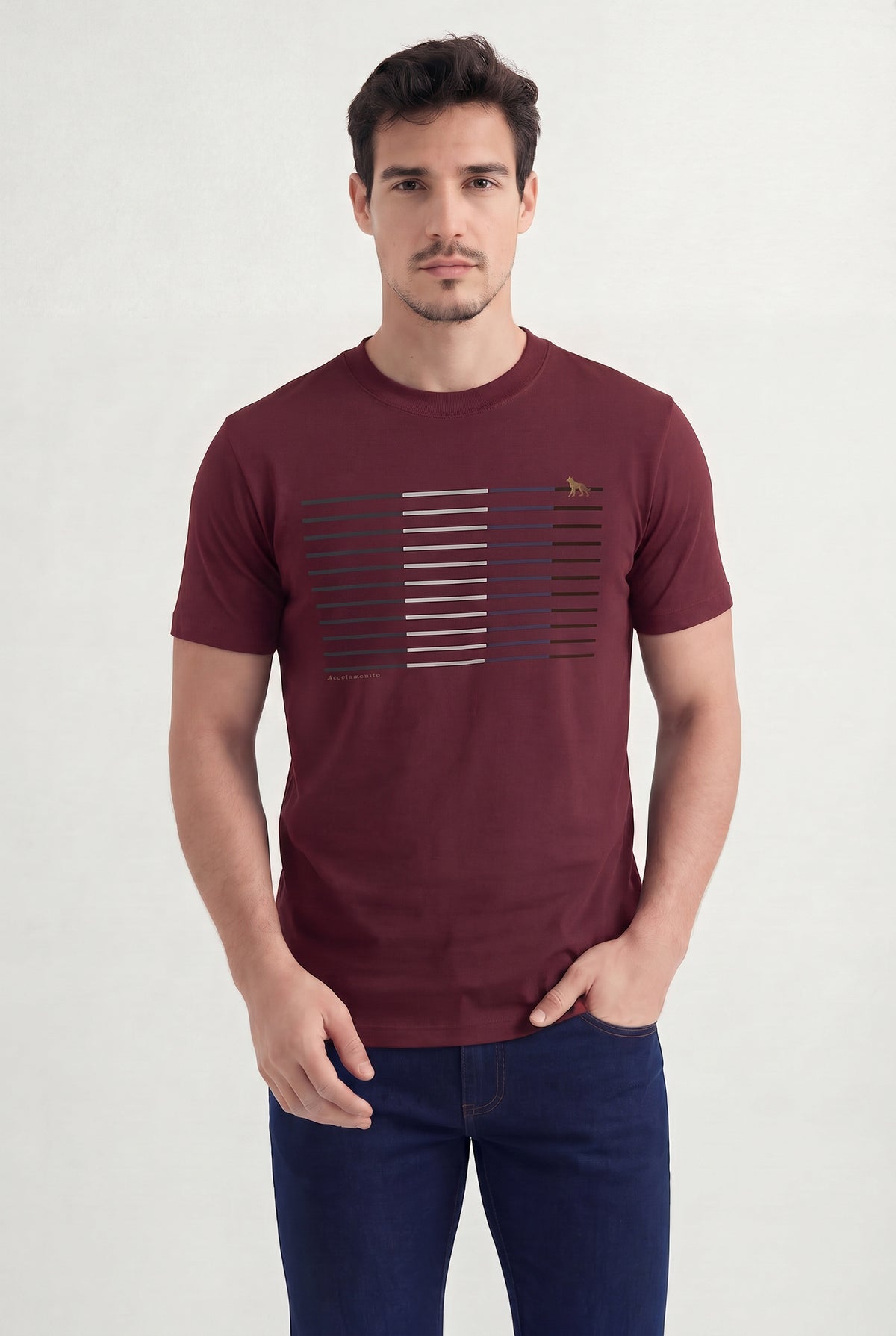 Camiseta Estampada Linhas Masculina Acostamento Barca