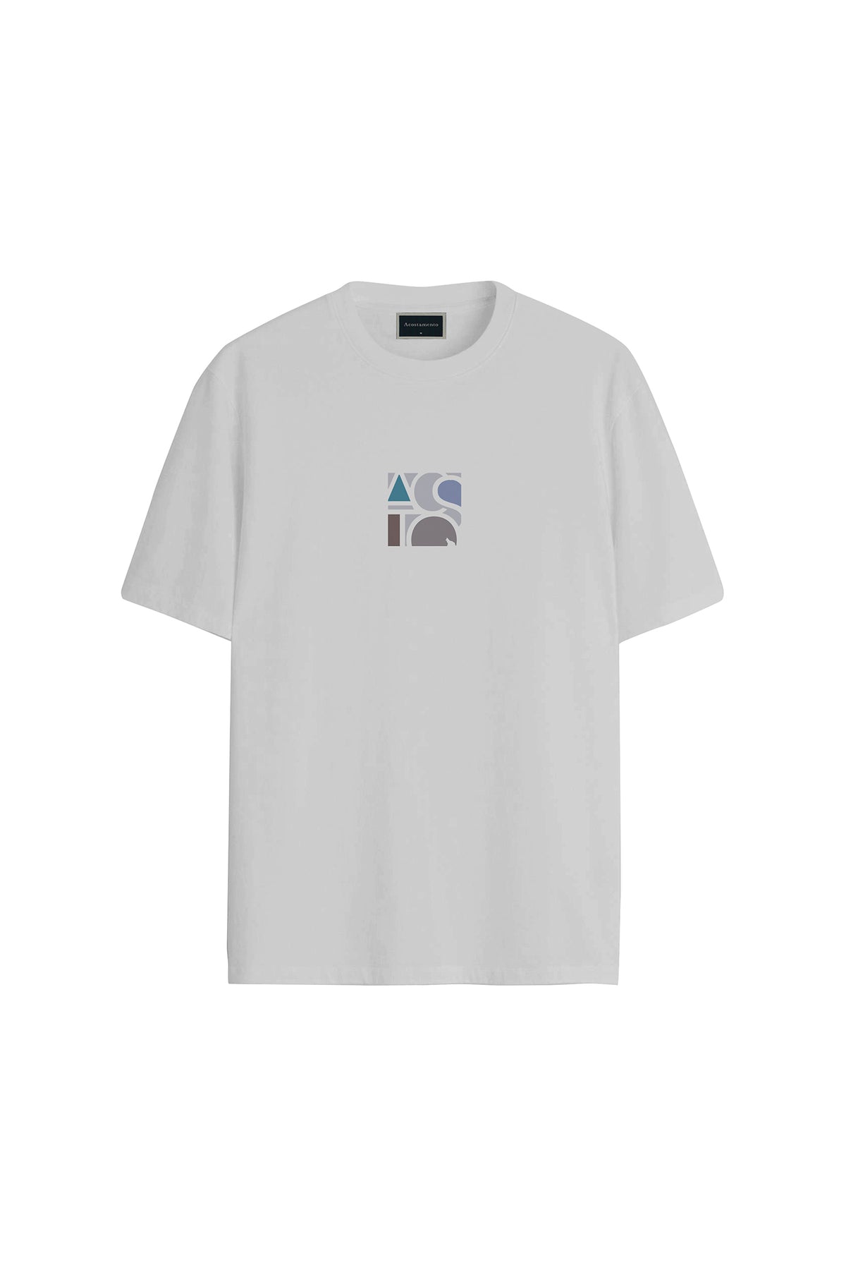 Camiseta Casual Abstrata Masculina Acostamento Cinza Gelo