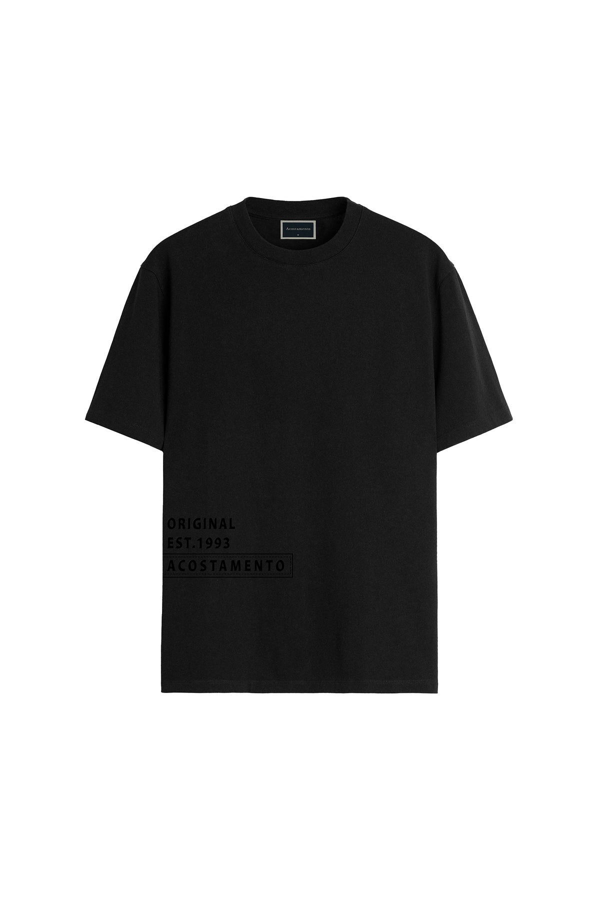 Camiseta Casual Gola Contrastante Masculina Acostamento Preto