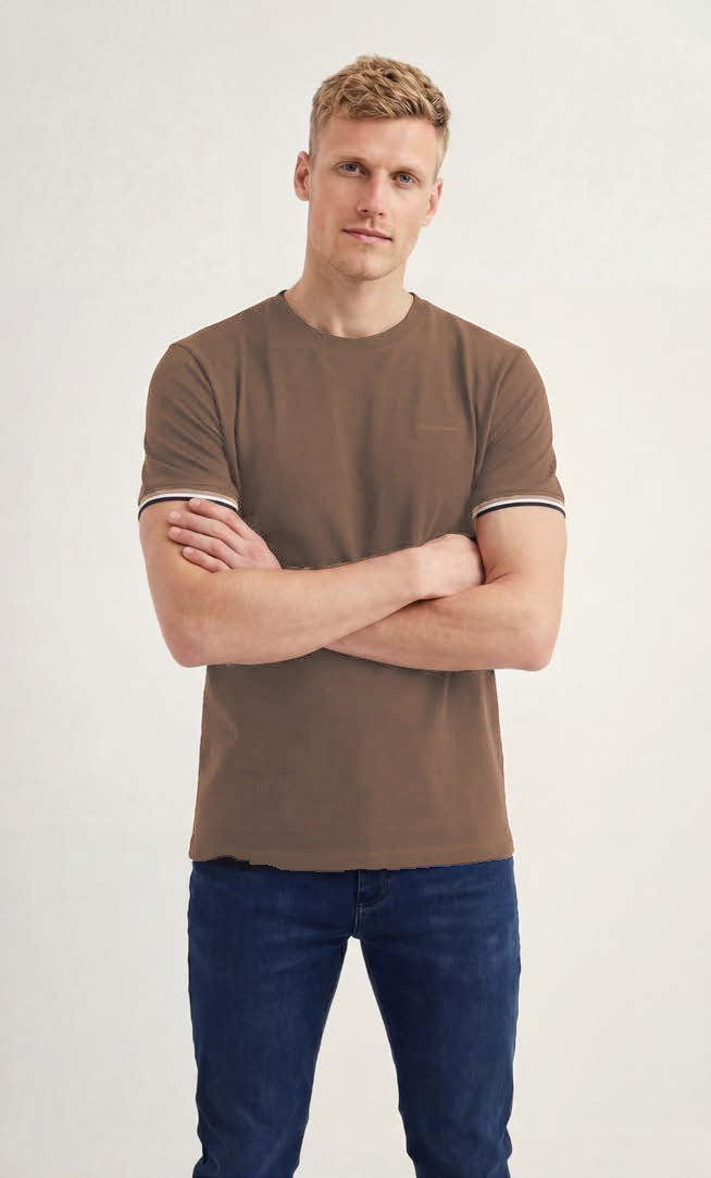 Camiseta Casual Masculina Acostamento Marrom Castanho