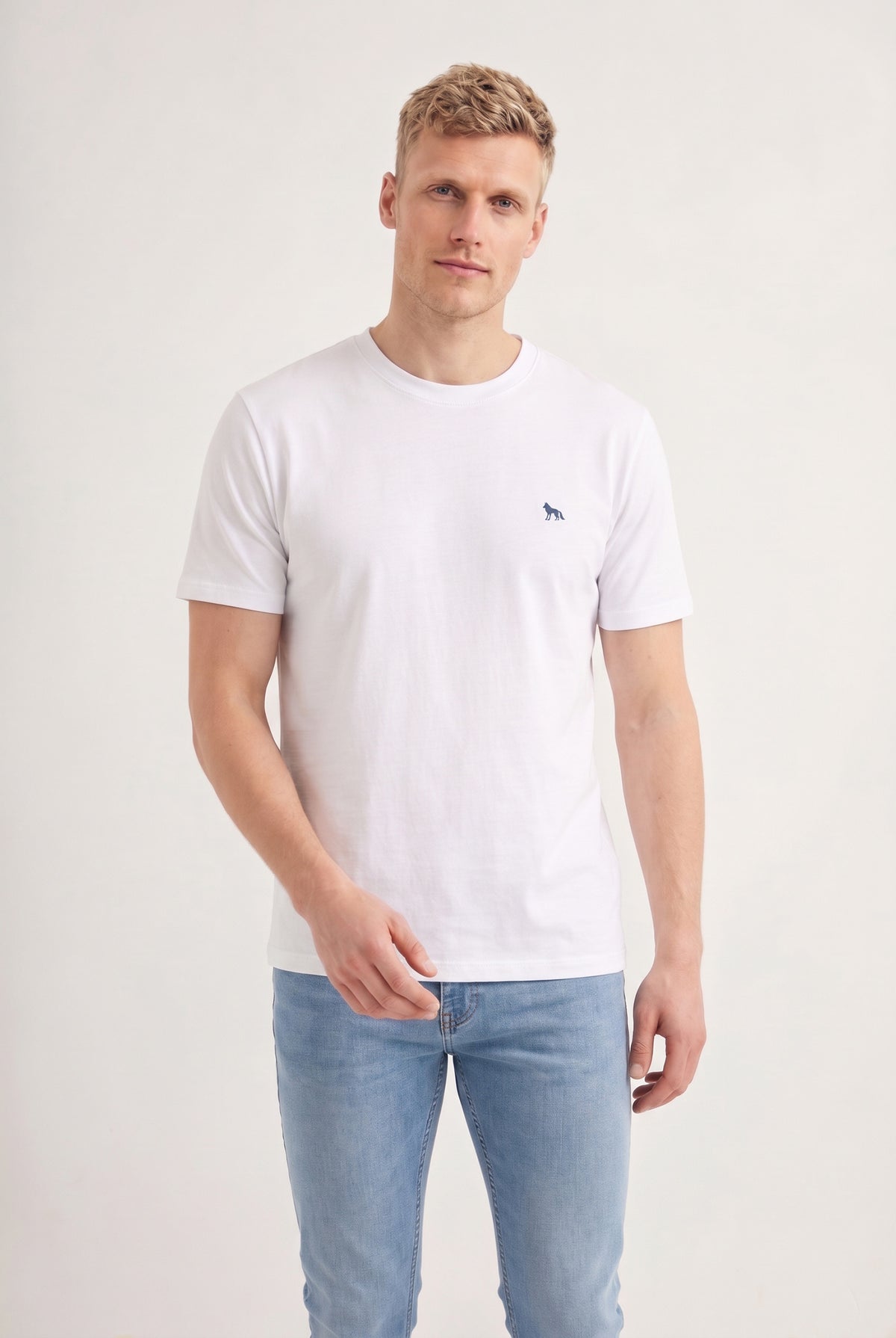 Camiseta Com Elastano Casual Masculina Acostamento Branco