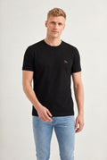 Camiseta Com Elastano Casual Masculina Acostamento Preto