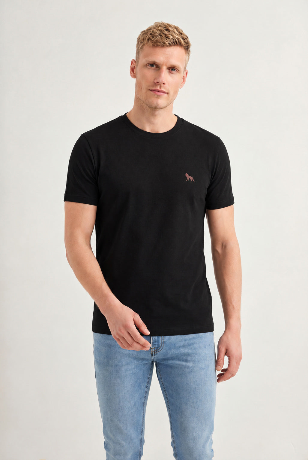 Camiseta Com Elastano Casual Masculina Acostamento Preto