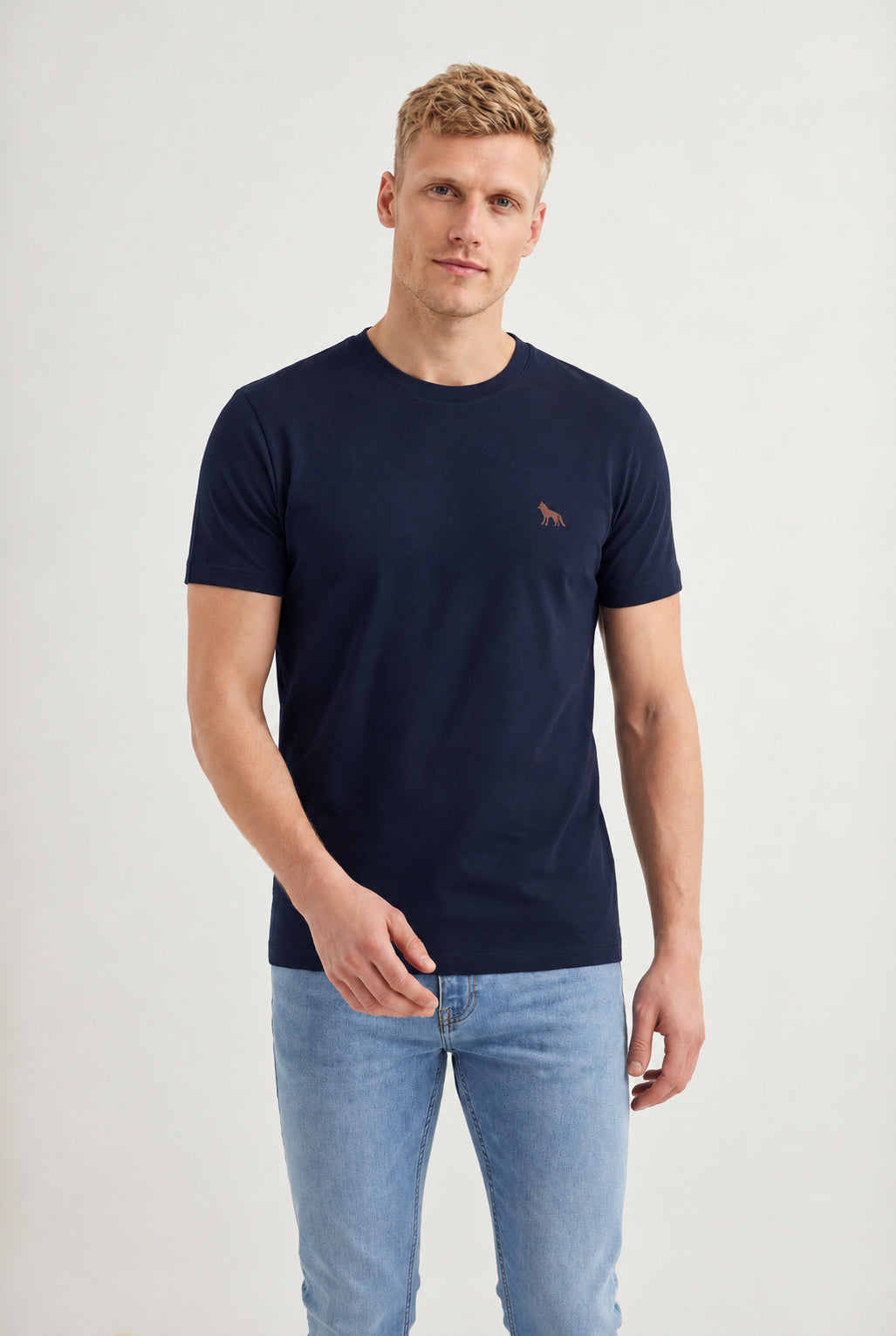 Camiseta Com Elastano Casual Masculina Acostamento Marinho