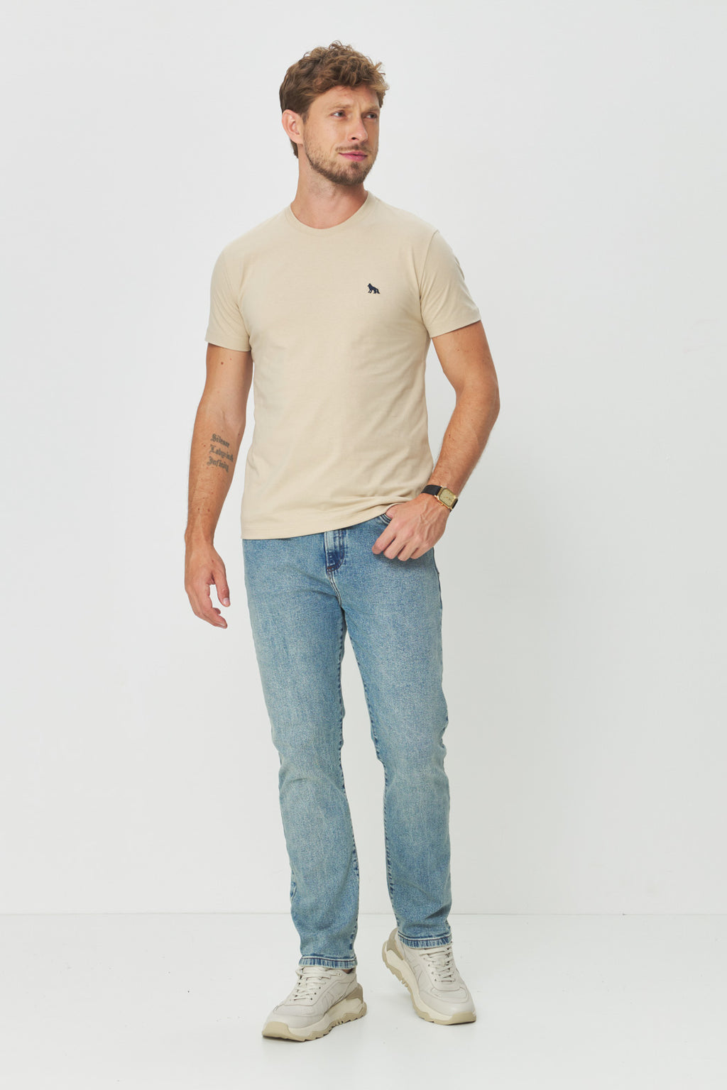 Camiseta Básica Masculina Acostamento Capuccino