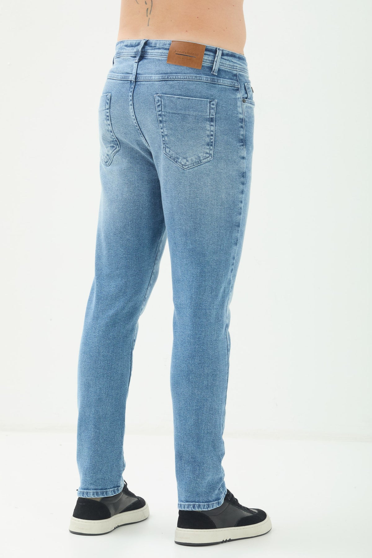 Calça Jeans Skinny Moderna Masculina Acostamento Jeans Claro
