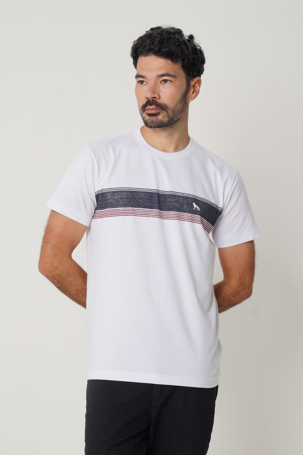 Camiseta Manga Curta Casual Masculina Acostamento Branco