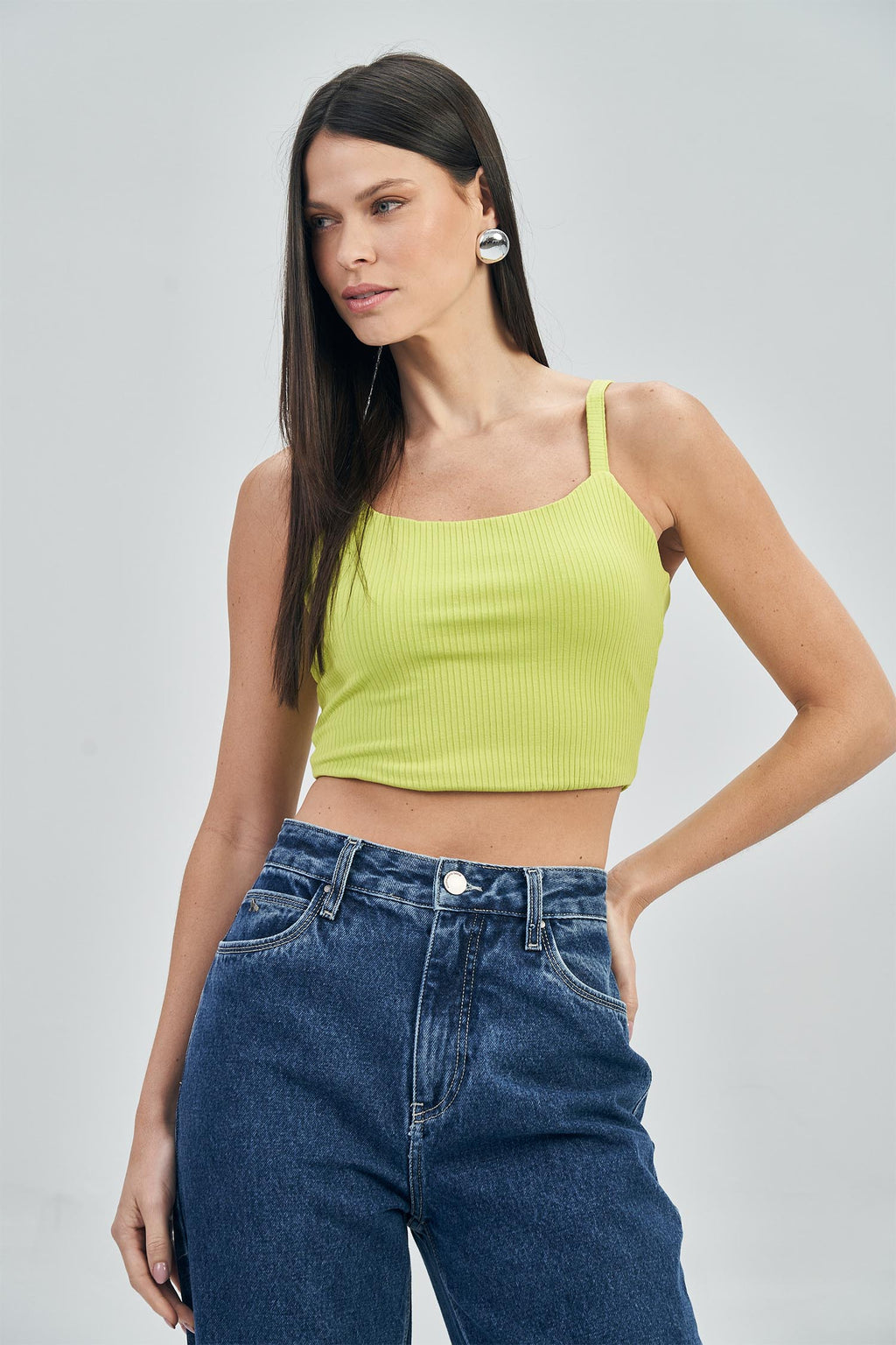 Top Canelado Feminino Acostamento Citrus Green