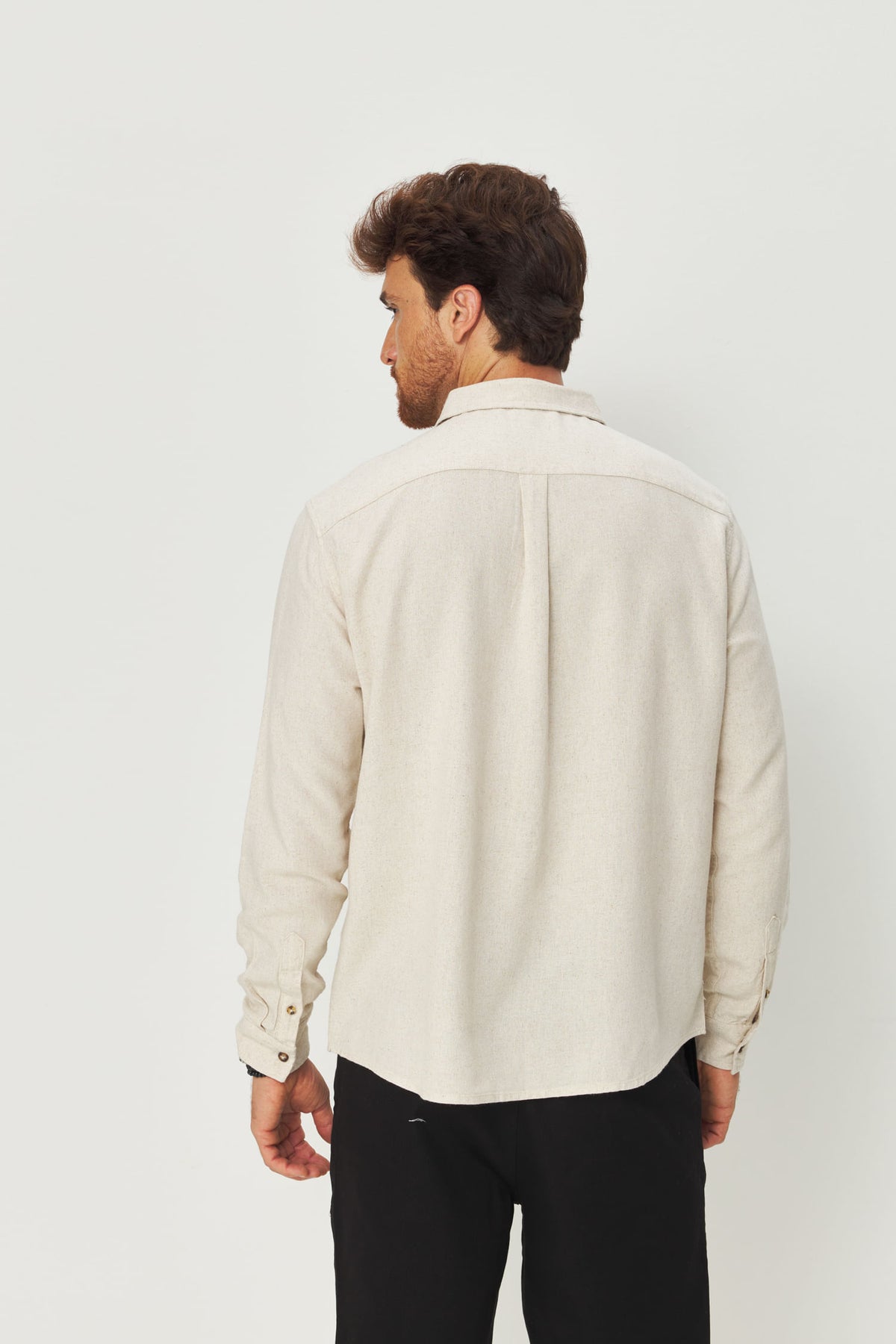 Camisa Linho Manga Longa Masculina Acostamento Natural