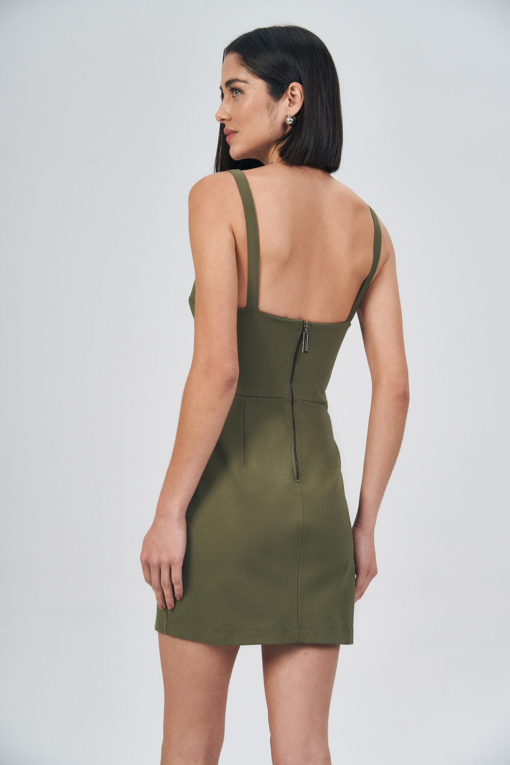 Vestido Curto Slim Feminino Acostamento Deep Olive
