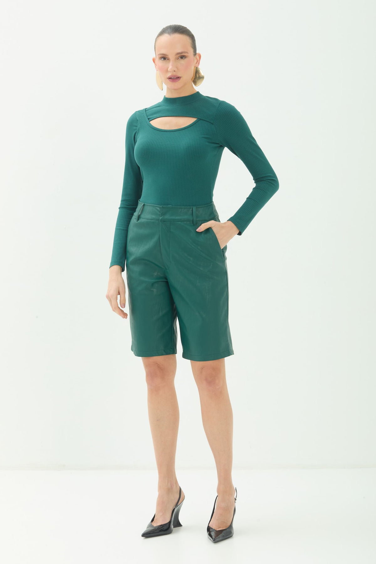 Bermuda PU Elegance ACT Feminina Deep Forest