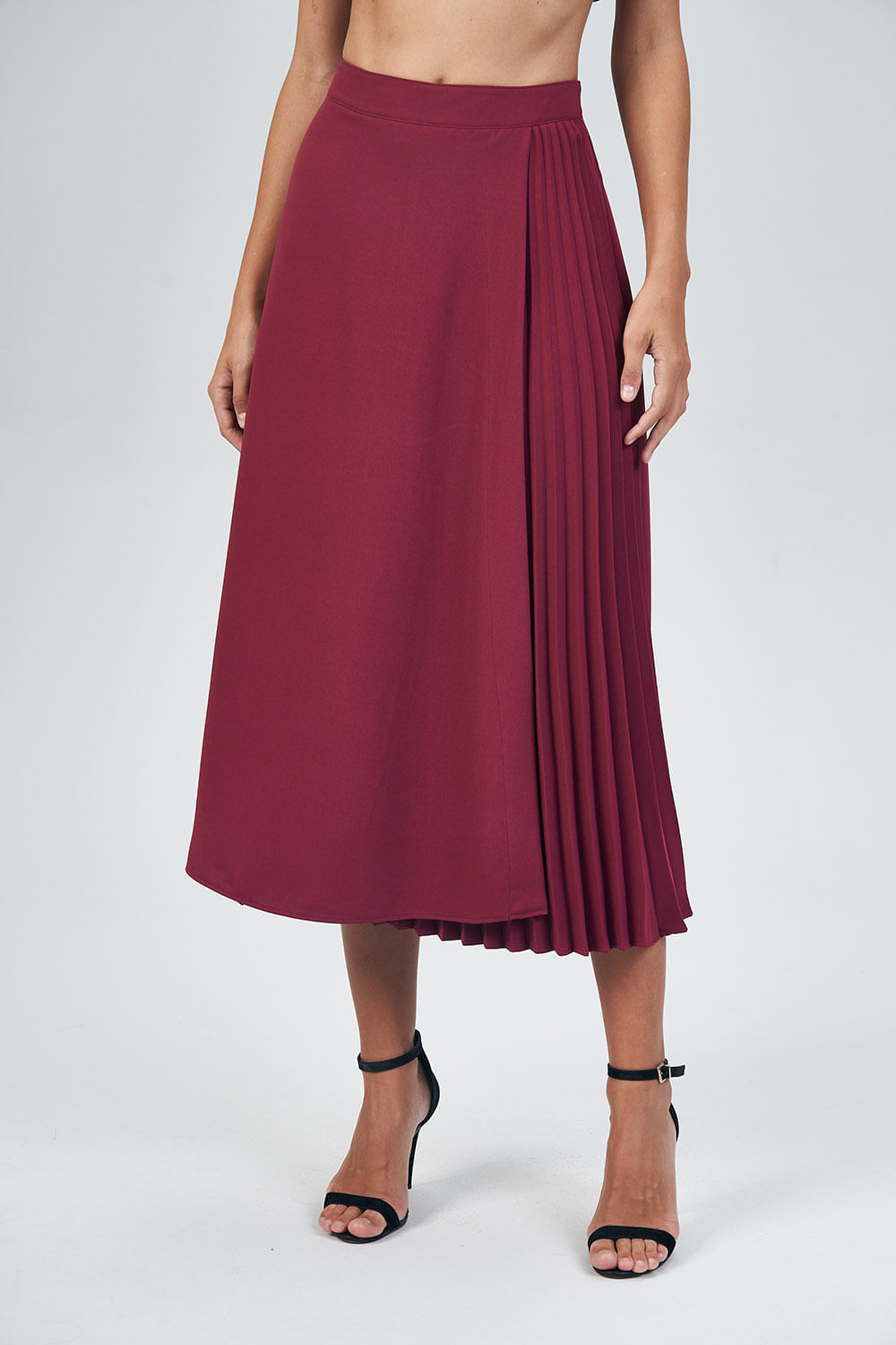 Saia Midi Camadas Feminina Acostamento Berry