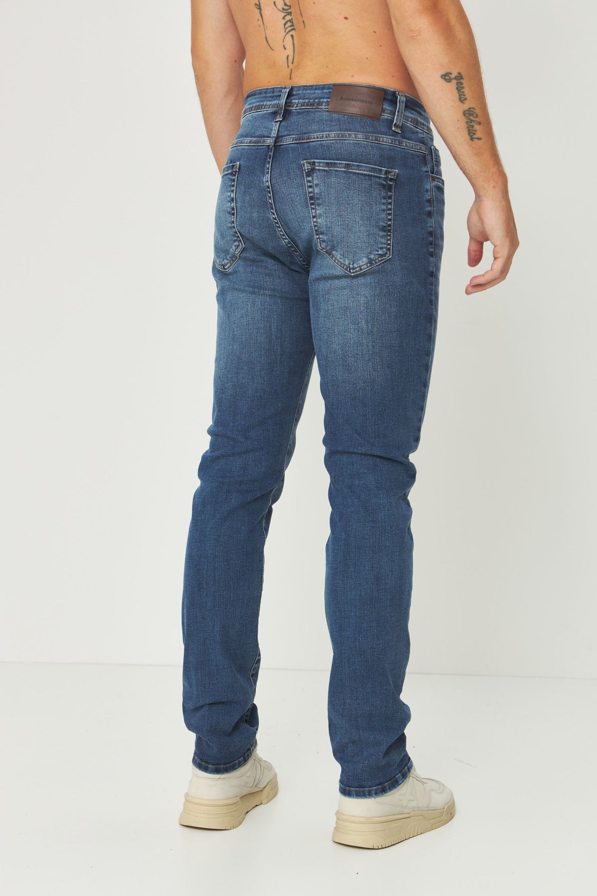 Calça Jeans Básica Rock Masculina Acostamento Jeans Intermediario