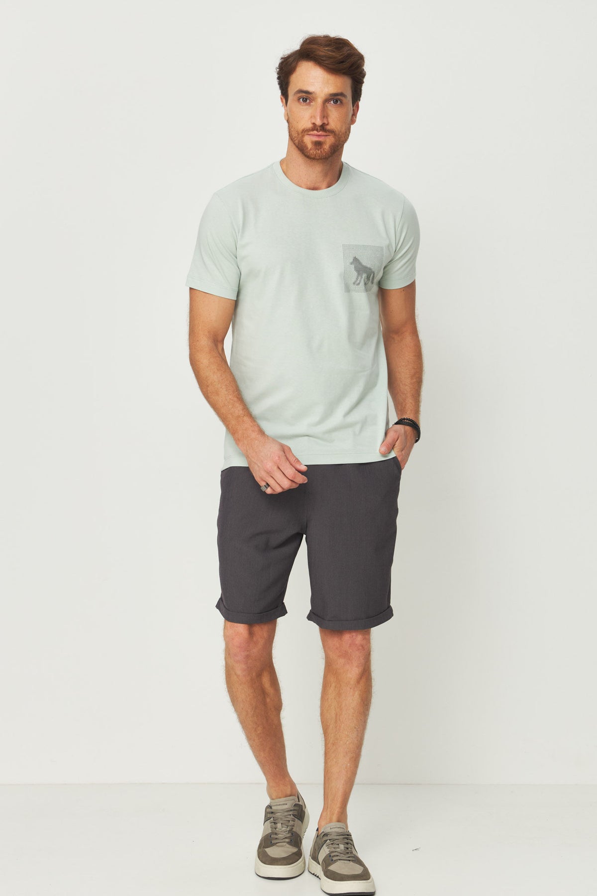 Bermuda Alfaiataria Masculina Acostamento Chumbo