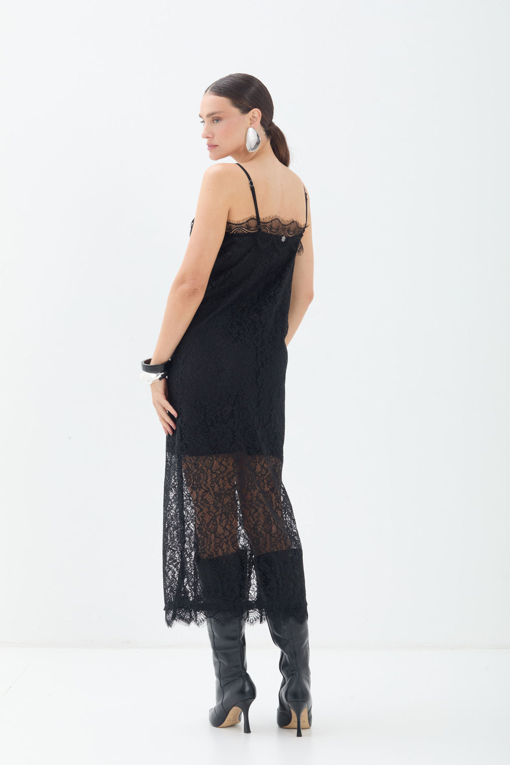 Vestido Renda Alças Finas ACT Feminino Preto