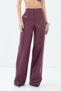 Calça PU Cintura Alta ACT Feminina Deep Ruby