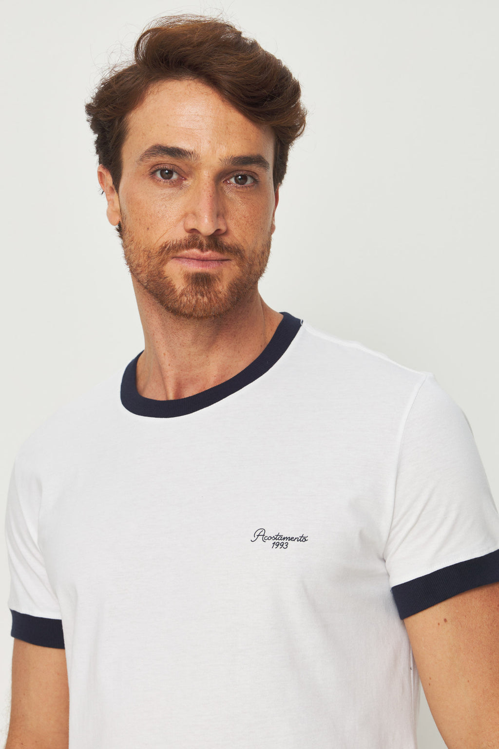 Camiseta Estilo Retrô Masculino Acostamento Off White