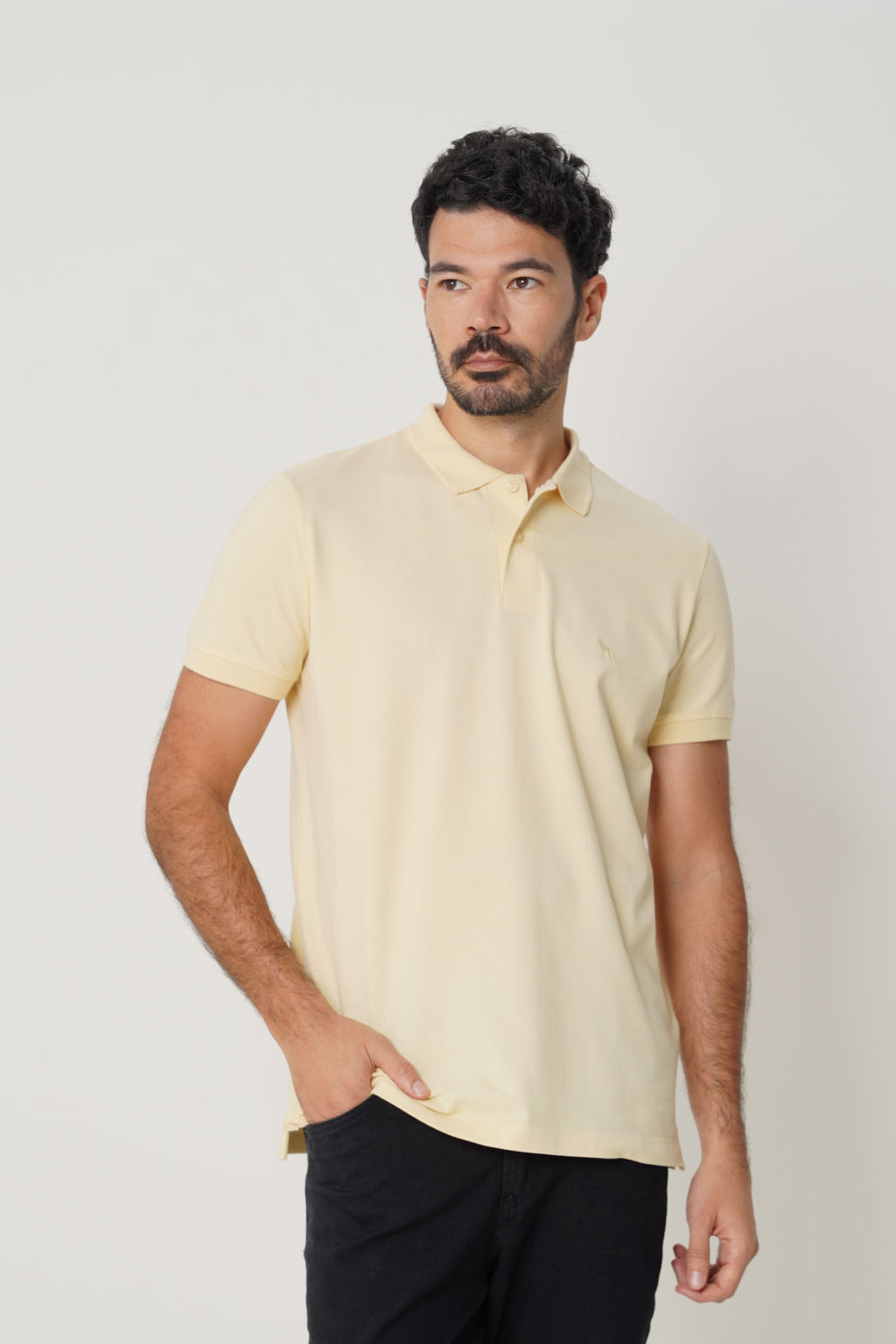 Polo Casual Basic Masculina Acostamento Amarelo Sunlight