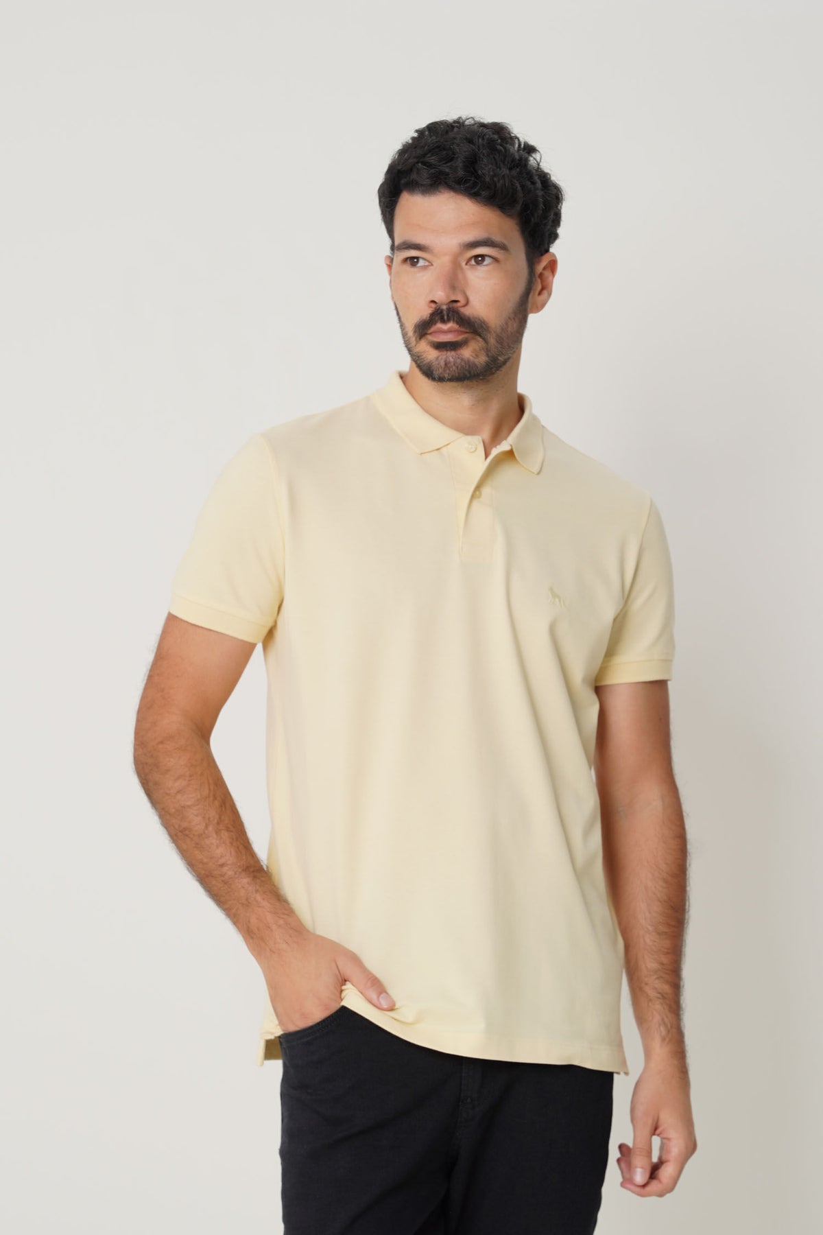 Polo Casual Basic Masculina Acostamento Amarelo Sunlight
