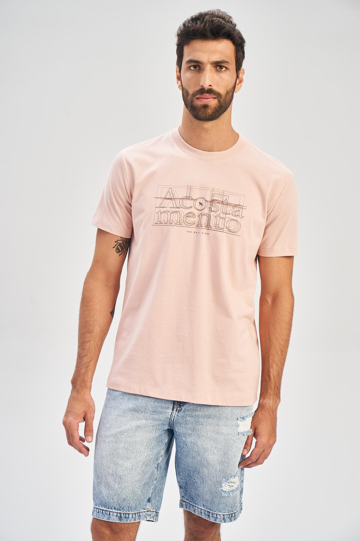 Camiseta Plan Line Masculina Acostamento Rosa Cha